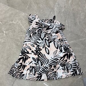 Janie and Jack Leaf Print Dress - Black and Cream